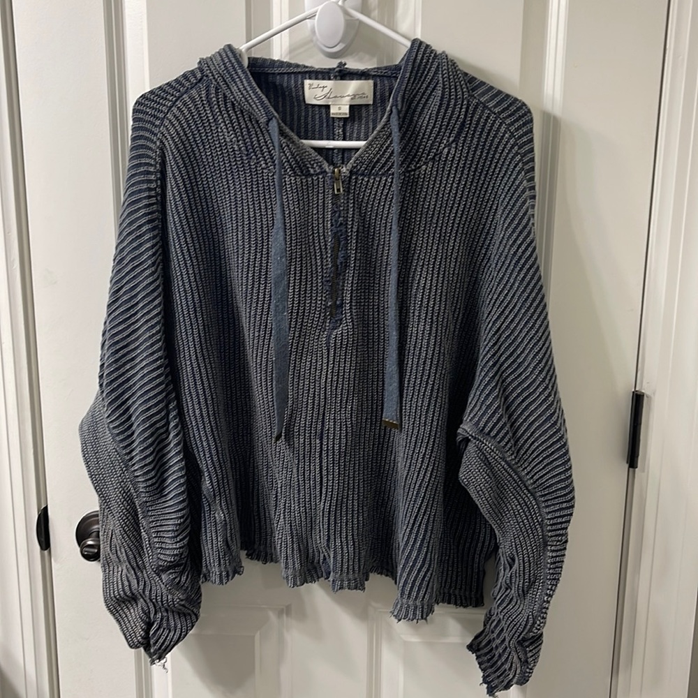 Cute distressed top with hood